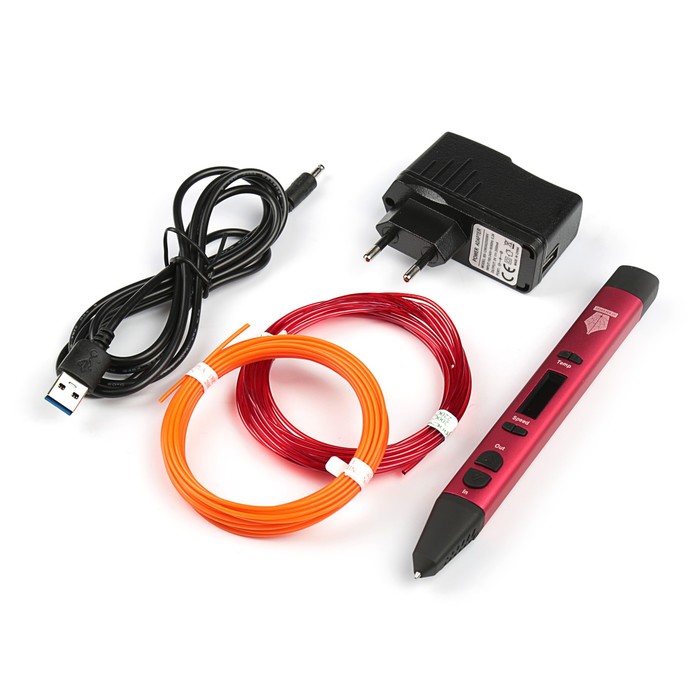 3D ручка SPIDER PEN PRO, ABS, PLA и UNID Pro, цвет: сверкающая малина (+ 2 цвета пластика)