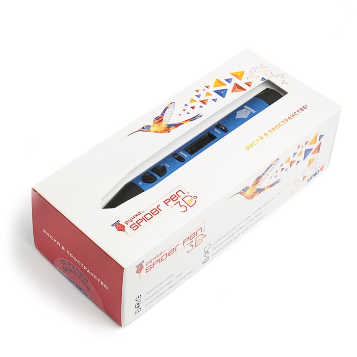 3D ручка SPIDER PEN PRO, ABS, PLA и UNID Pro, цвет: королевский синий (+ 2 цвета пластика)