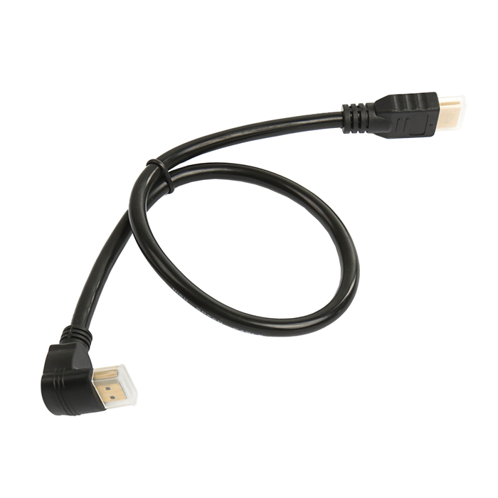 Кабель HDMI - HDMI, 0,5 м, чёрный, один угловой разъём, оплётка резина