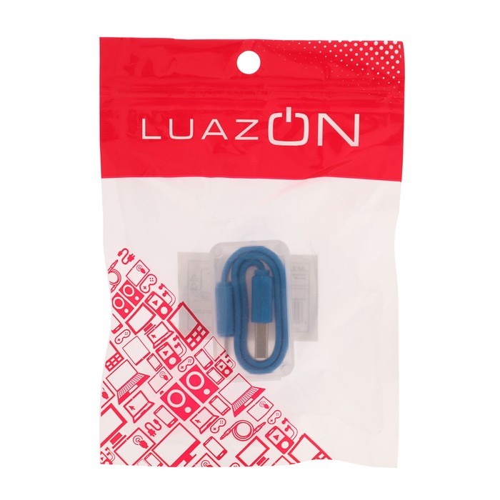 Кабель Luazon USB - iPhone 5,6,7,8,X, 0,2 м, зарядка и передача данных, плоский