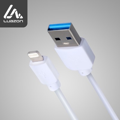 Кабель LuazON, Lightning - USB, 1 А, 0-9 м, белый