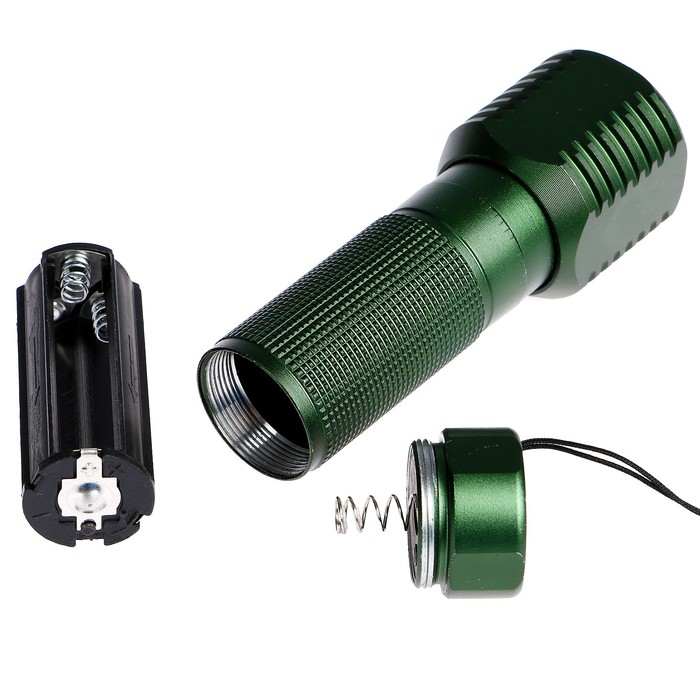 Фонарик 1 диод, 1 режим, на шнурке, 3 ААА, темно-зелёный, 3х9.5 см