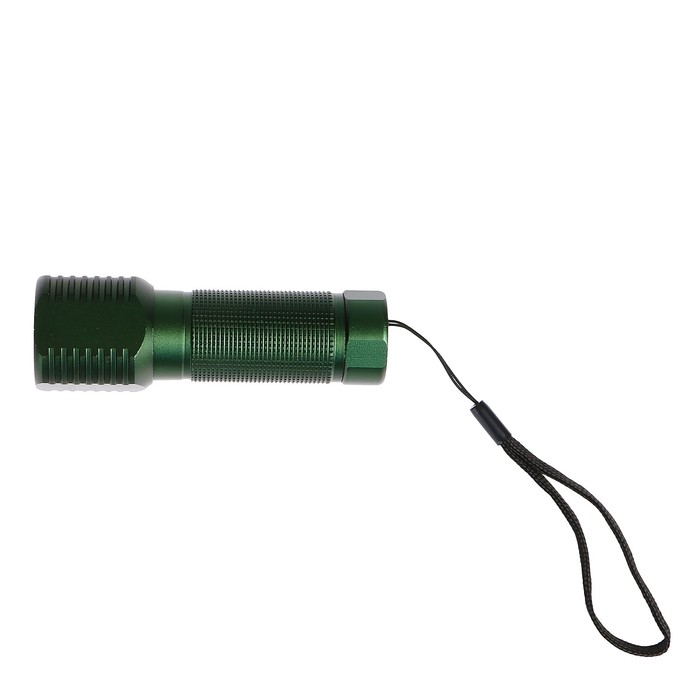 Фонарик 1 диод, 1 режим, на шнурке, 3 ААА, темно-зелёный, 3х9.5 см