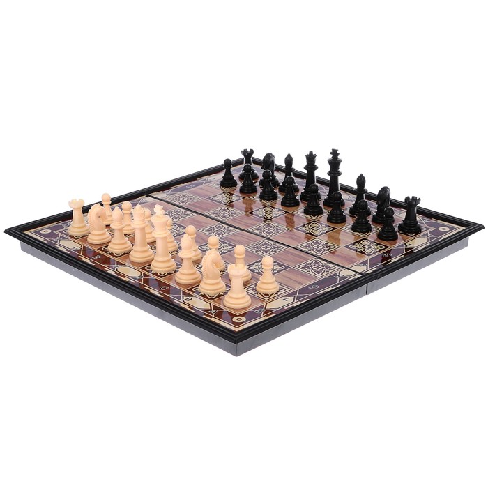 Игра настольная «Шахматы», поле в клетку с узором, 18х36 см