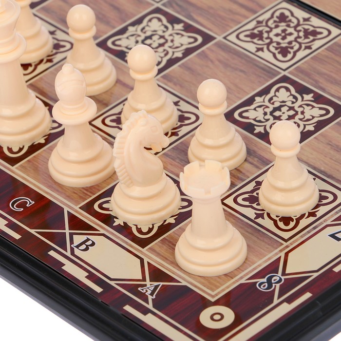 Игра настольная «Шахматы», поле в клетку с узором, 18х36 см