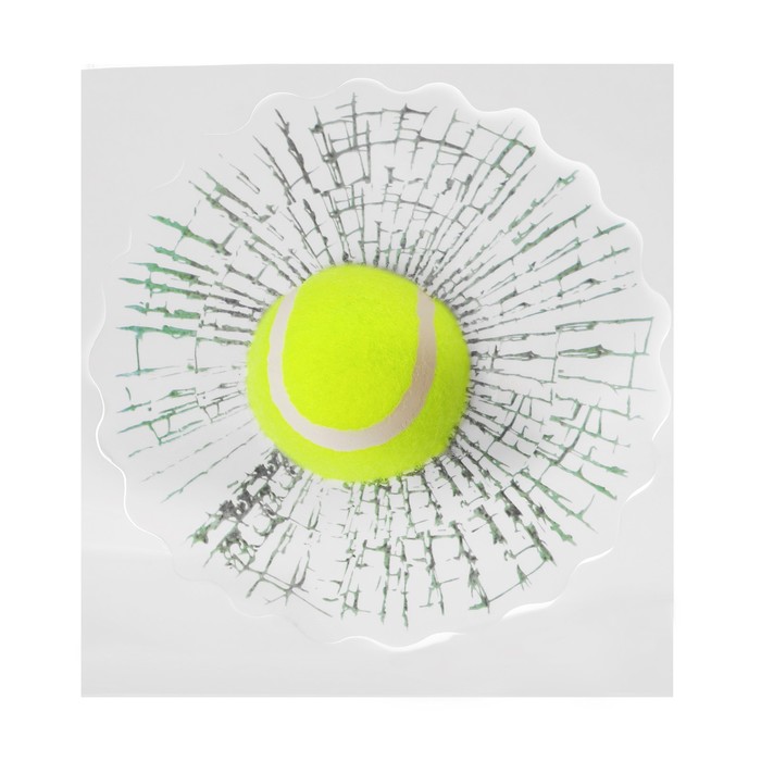 Наклейка на автомобиль "Разбитое стекло", теннисный мяч