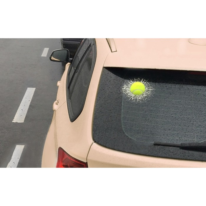 Наклейка на автомобиль "Разбитое стекло", теннисный мяч