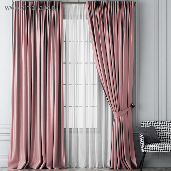 фото Комплект штор «шанти», размер 170 х 270 см, розовый pasionaria