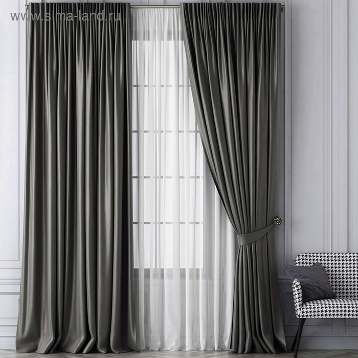фото Комплект штор «шанти», размер 170 х 270 см, серый pasionaria