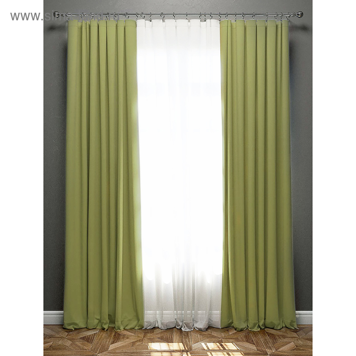фото Комплект штор, 170 х 270 см, вуаль 300 х 270 см, зелёный pasionaria