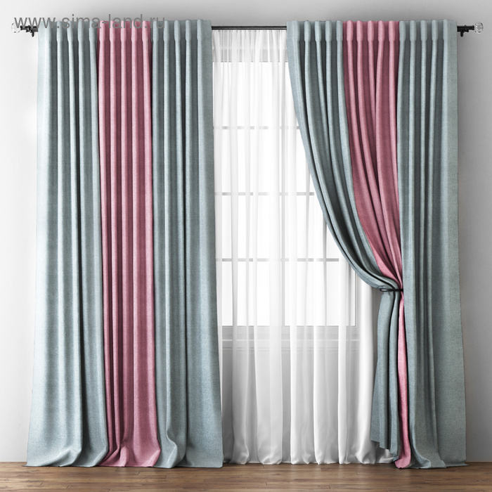 Комплект штор «Кирстен», размер 170 х 270 см, серый / розовый комплект штор кирстен размер 170 х 270 см розовый голубой