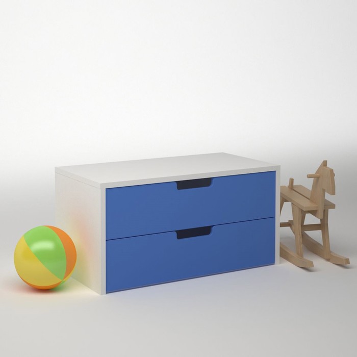 Модуль 2 ящика ДМ-Т-1-3, 900х450х450 мм, корпус белый, фасад синий