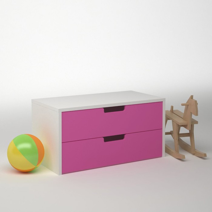 Модуль 2 ящика ДМ-Т-1-3, 900х450х450 мм, корпус белый, фасад фуксия