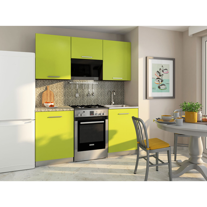 Кухонный Гарнитур София 1, 1500 мм, цвет Венге/Лайм