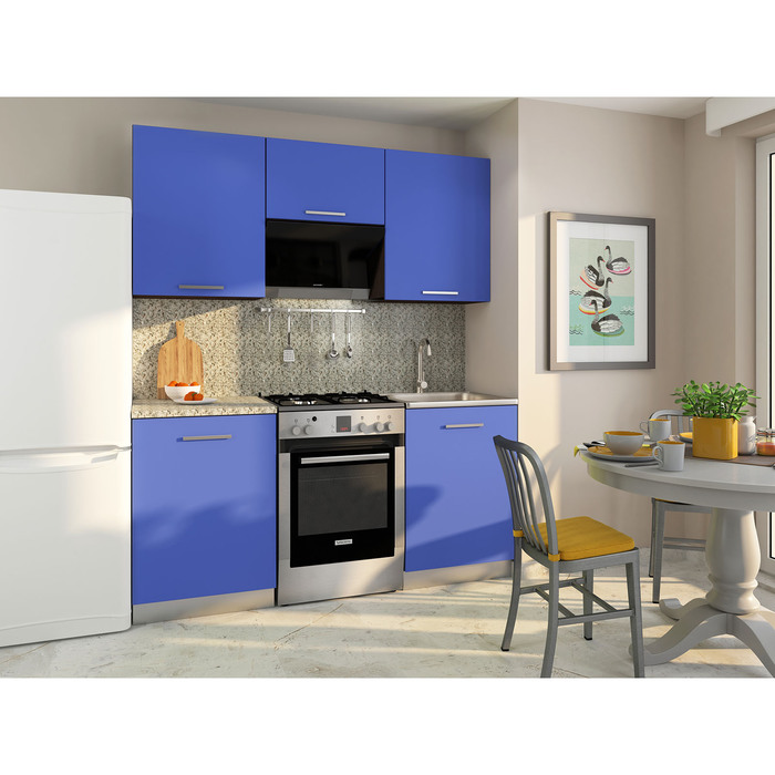 Кухонный Гарнитур София 1, 1500 мм, цвет Венге/Синий