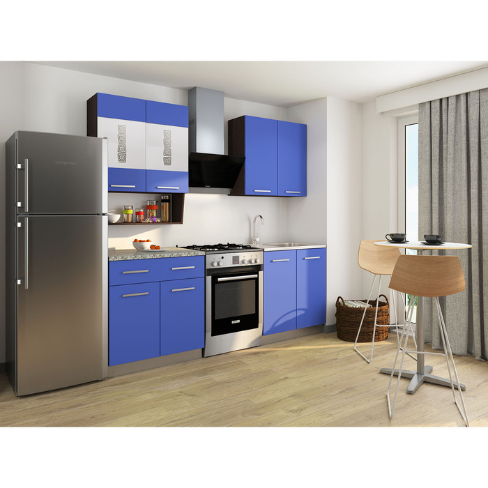 Кухонный Гарнитур София 3, 1600 мм, цвет Венге/Синий