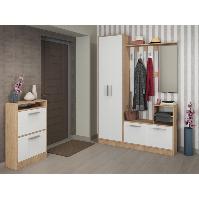 Комод-обувница Энтер 900х343х816 Дуб сонома/белый