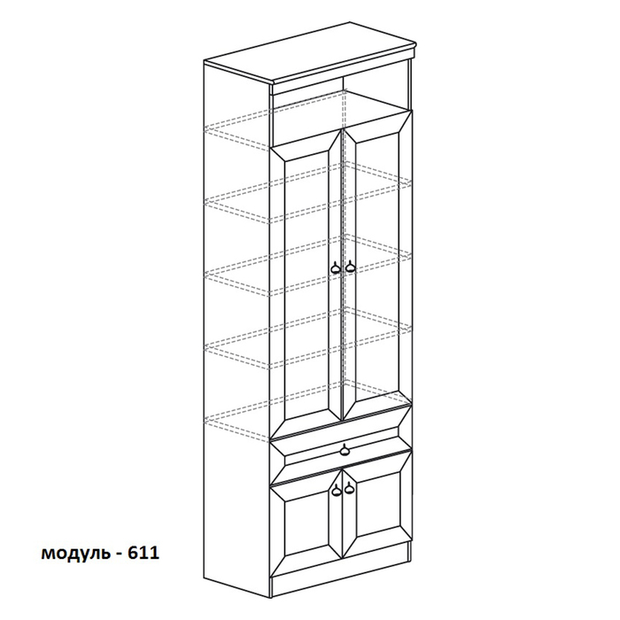 Гостиная "Инна 4", 3200х2248х548 мм, модули 611, 603, 609, денвер темный