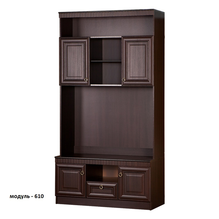 Гостиная "Инна 5", 3200х2248х548 мм, модули 601, 604, 604, 610, 609, денвер темный