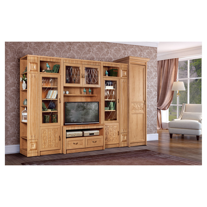 Гостиная &quot;Лючия&quot;, 3510х2315х595 мм, модули 190, 185, 187, 185, 189, 182, дуб Ридинг