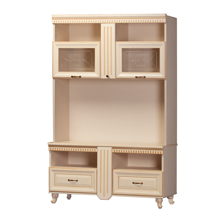 Гостиная "Марлен", 3185х2282х599 мм, модули 476, 477, 472, кремово-белая