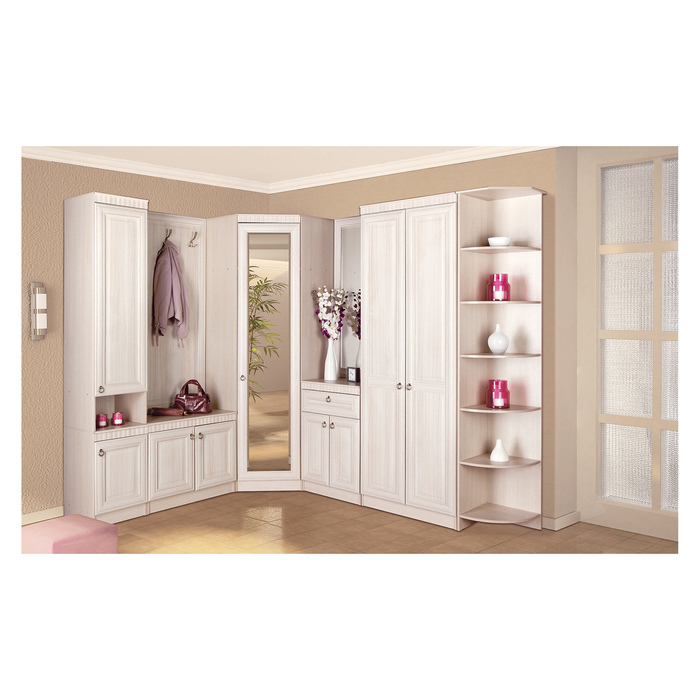 Прихожая "Инна 1", 2598х2248х1970 мм, модули 617, 620, 621, 622, 615, 618, денвер светлый