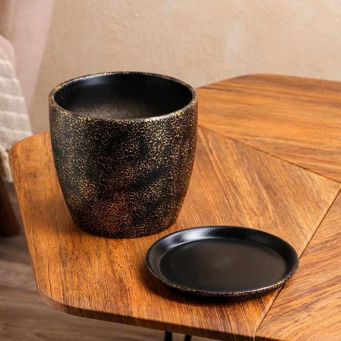 Набор кашпо 4 шт.: "Осень" чёрный мрамор 3л/2л/1л/0,5л