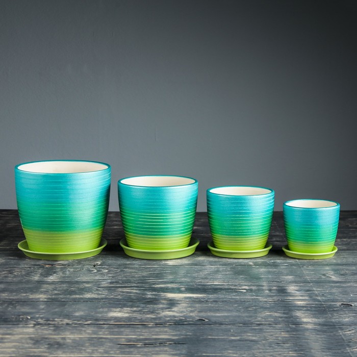 Набор кашпо 4 шт.: "Осень" бирюза радура 3л/2л/1л/0,5л