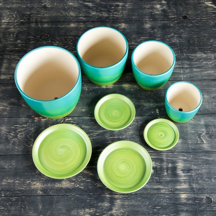 Набор кашпо 4 шт.: "Осень" бирюза радура 3л/2л/1л/0,5л