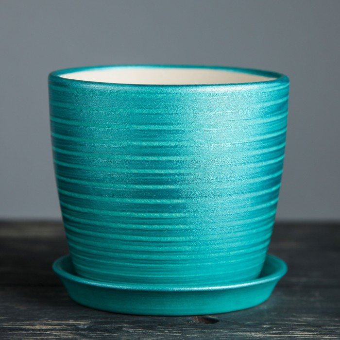 Цветочный горшок "Осень" 0,5 л серпантин бирюза лак