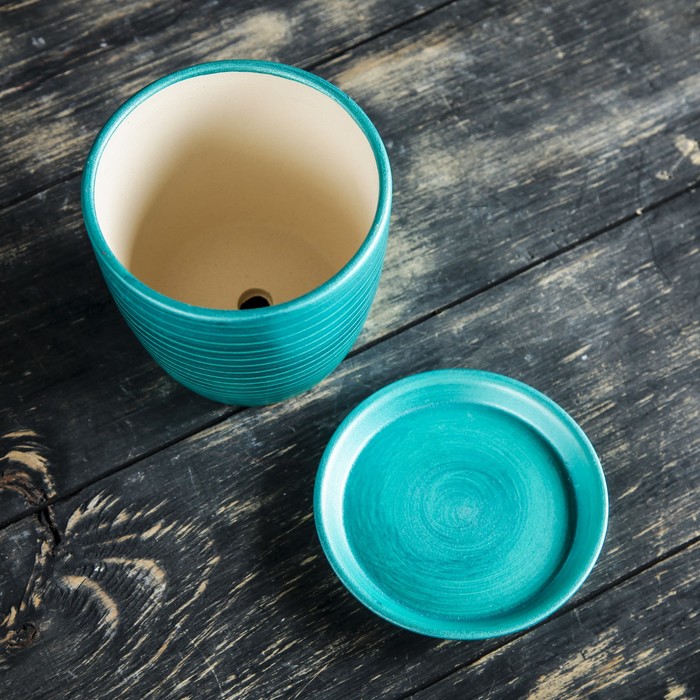 Цветочный горшок "Осень" 0,5 л серпантин бирюза лак