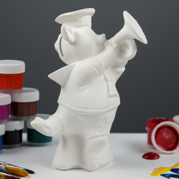 Копилка - раскраска "Поросёнок с трубой"