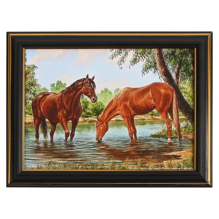 Картина "На водопое" 21*16 см