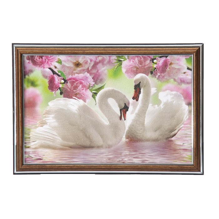 Картина "Лебеди под цветами" 23*33 см