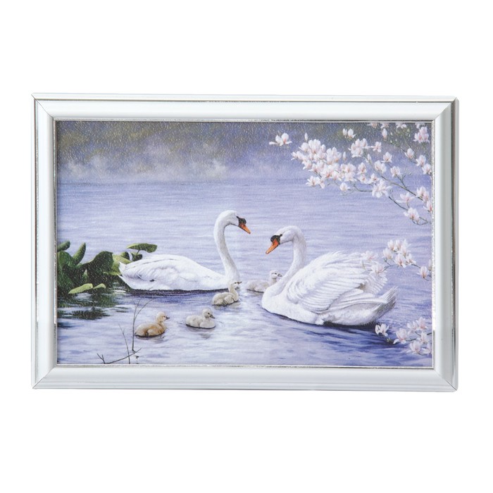 Картина "Лебединая семья с детьми" 23*33 см
