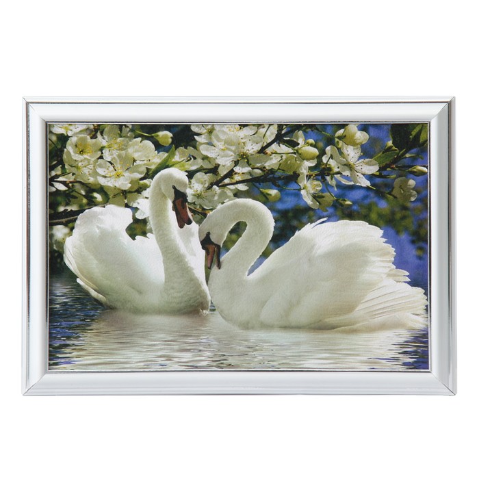 Картина "Лебеди под цветущей яблоней" 23*33 см