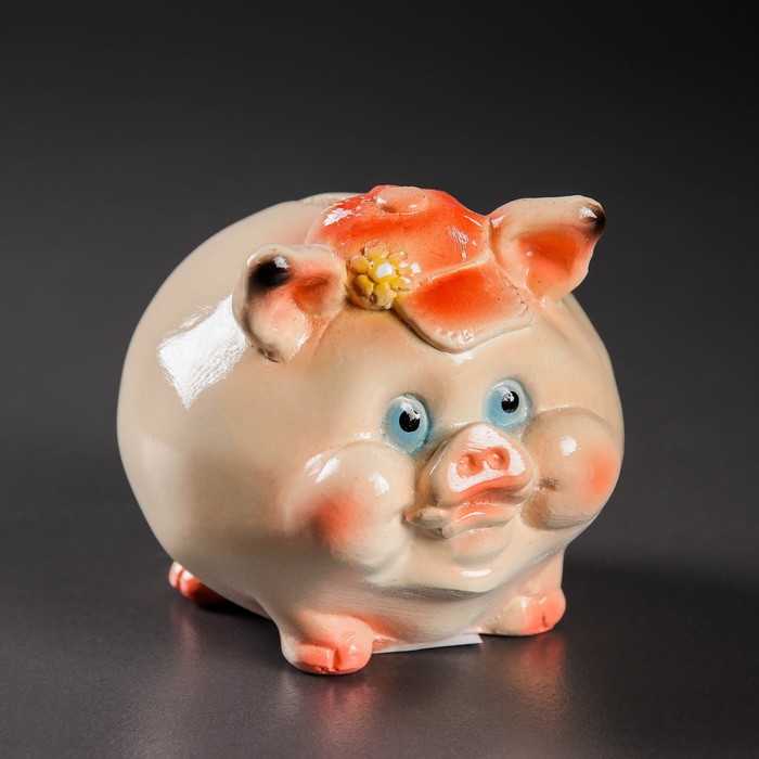 Копилка "Поросенок в кепке" 10см