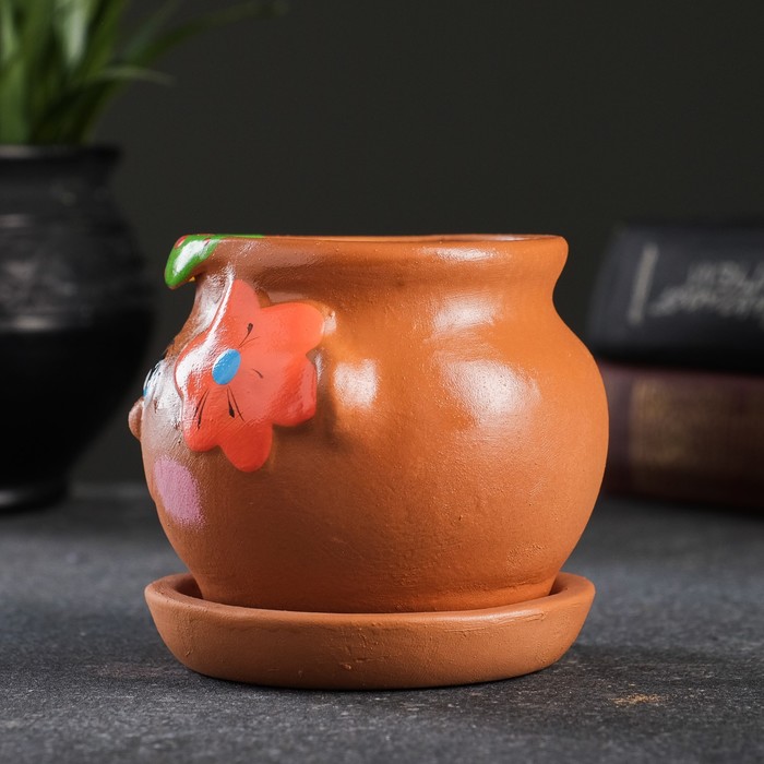 Горшочек керамический" FACE" мальчик, 9×8,5 см, МИКС