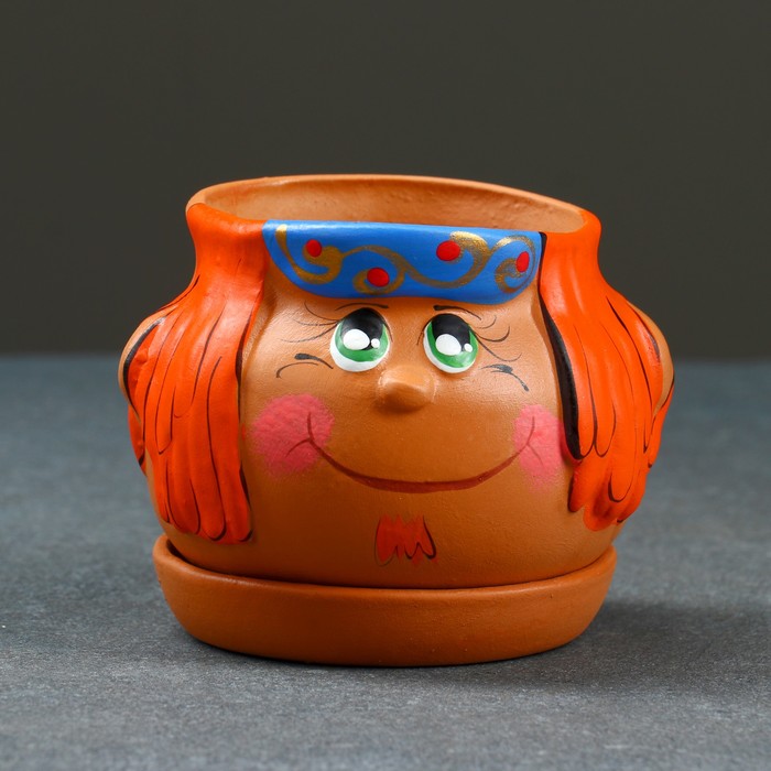 Горшочек керамический" FACE" мальчик, 9×8,5 см, МИКС