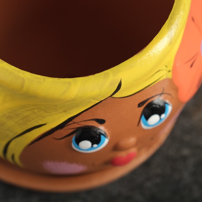 Горшочек керамический" FACE" девочка, 9×8,5 см, МИКС