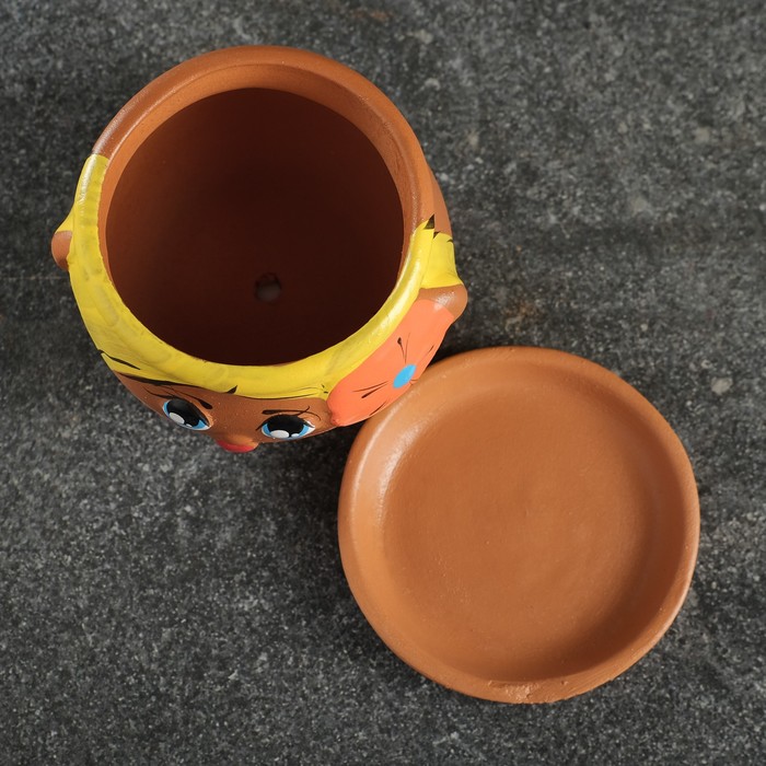 Горшочек керамический" FACE" девочка, 9×8,5 см, МИКС