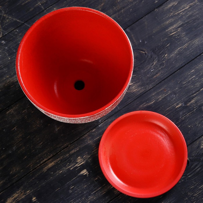 Горшок цветочный "Кружево" №4 Овал 2л красный