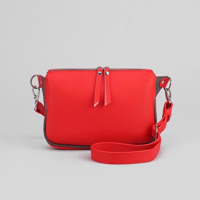 Сумка на пояс, 19*4*13, отдел на молнии, регулируемый ремень, красный/серый