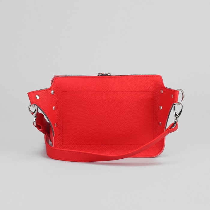 Сумка на пояс, 19*4*13, отдел на молнии, регулируемый ремень, красный/серый