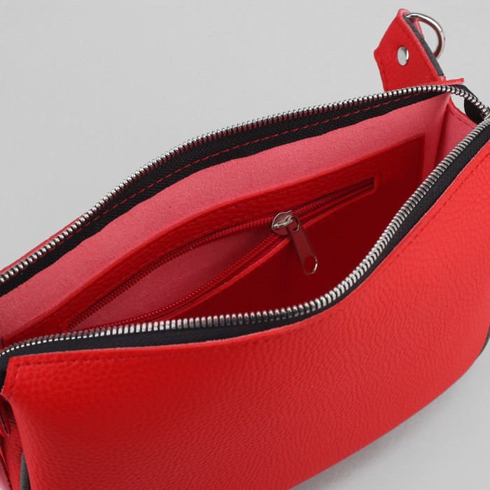 Сумка на пояс, 19*4*13, отдел на молнии, регулируемый ремень, красный/серый
