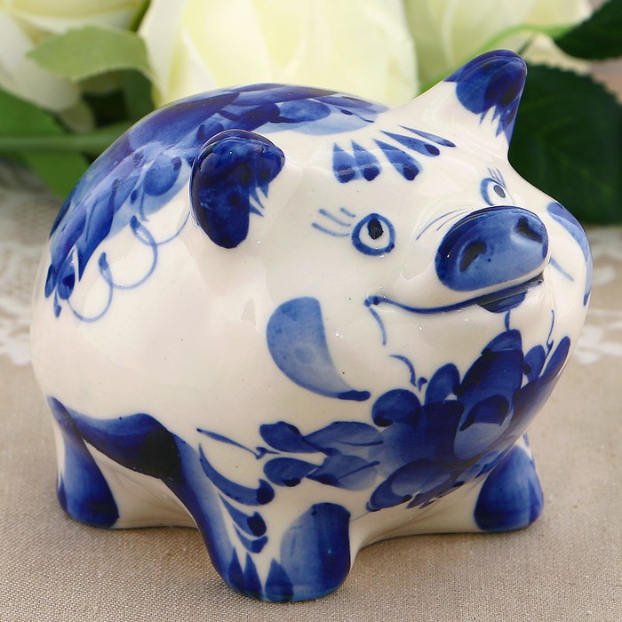 Сувенир «Свинка Алла», 8 см, гжель
