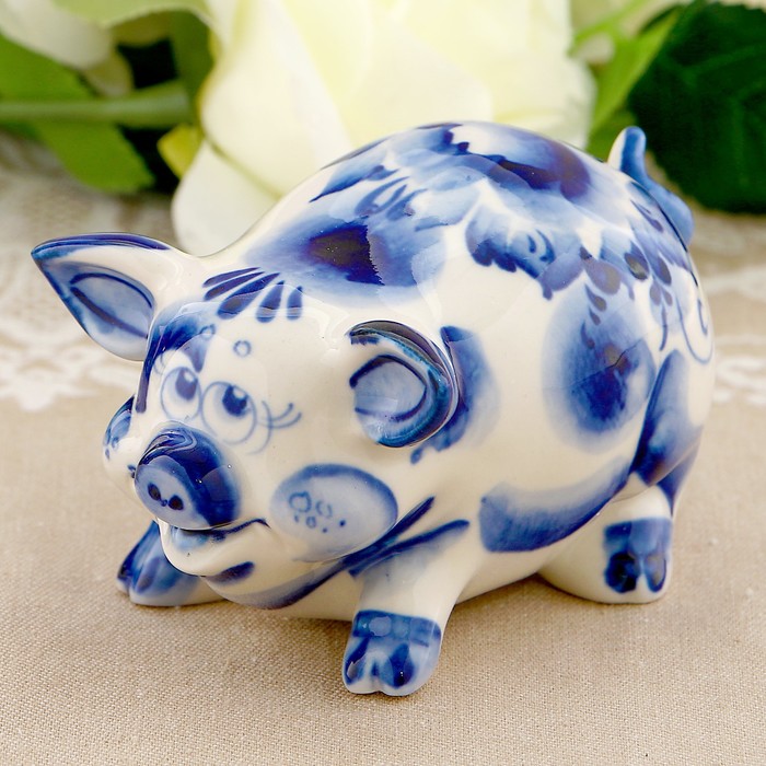 Сувенир «Свинка Клава», 6 см, гжель