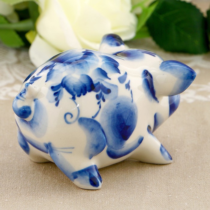Сувенир «Свинка Клава», 6 см, гжель