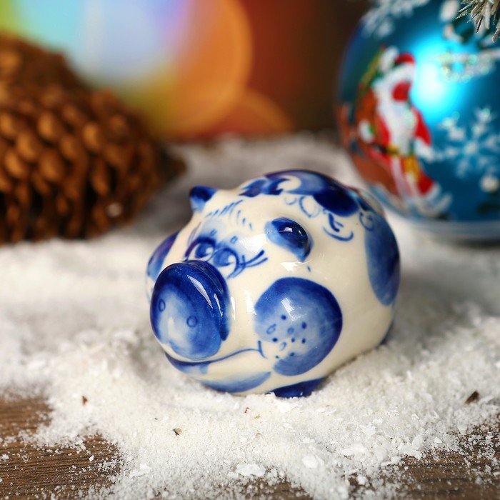 Сувенир «Свинка Алёна», 4,5 см, гжель