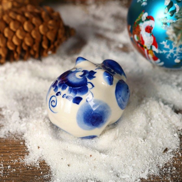 Сувенир «Свинка Алёна», 4,5 см, гжель